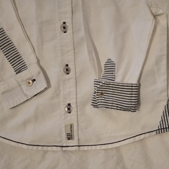 NWT - Vintage Mexx Baby Button-down Collared Shirt - White w/Black details - Picture 4 of 10